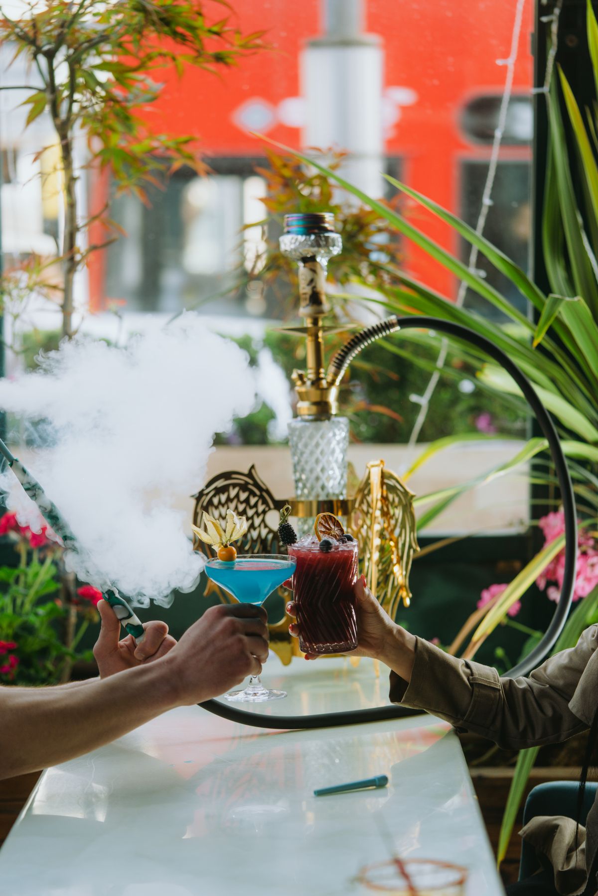 Elegant drink in a dark late-night lounge setting